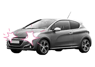 Die InShared Kfz-Versicherung schützt Ihr Auto der Marke Peugeot zuverlässig! Auch Peugeot-Limousinen, SUVs oder Kombis versichern wir. Die Scheinwerfer eines Peugeot 208 leuchten hell auf.