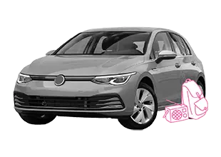Die InShared Kfz-Versicherung schützt Ihr Auto der Marke VW zuverlässig! Auch VW Kombis oder 4Motion-Modelle versichern wir. Auf dem Dach eines VW Golf ist ein Kanu befestigt.